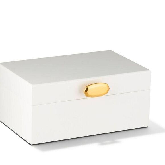 Kendra Scott Medium Wood Jewelry Storage Box- White/Gold - Picture 2 of 12